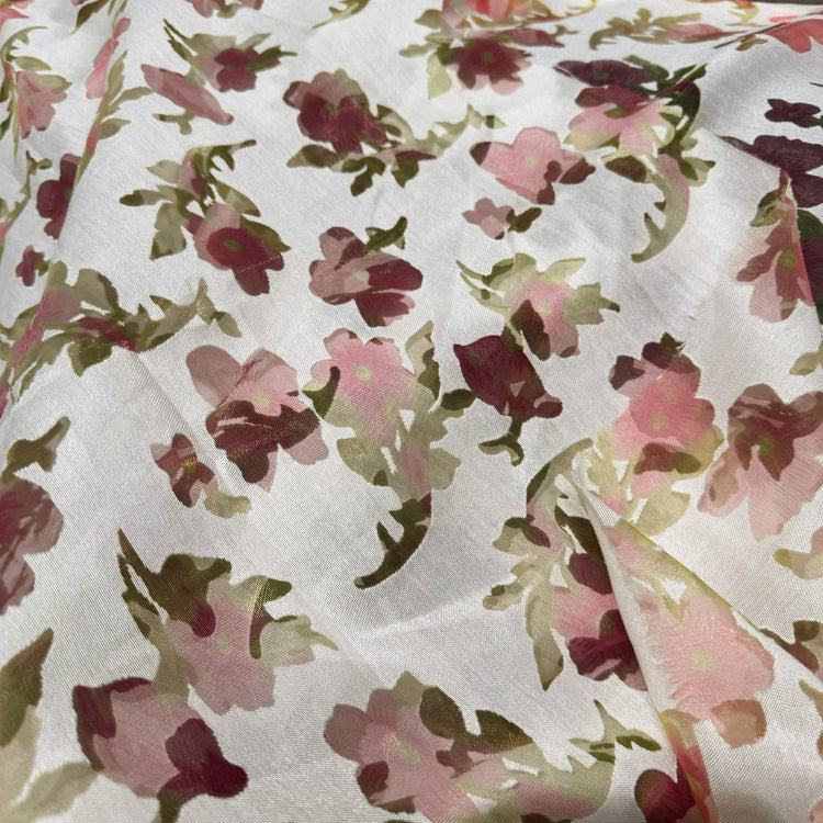 Chiffon Pansy Window Cotton/Nylon Twill - Light Coral/Pale Goldenrod