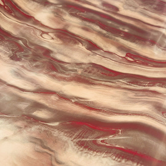 PVC - Soft Swirl Grain Marble Print - Peach/Rose Brown/Crimson Pink