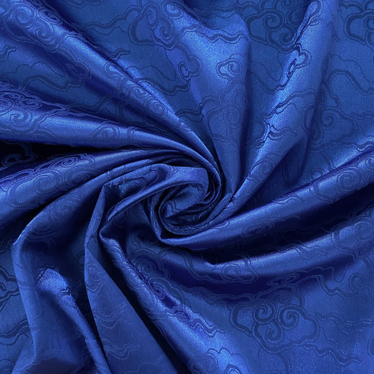 Eastern Clouds Satin Damask - Royal Blue