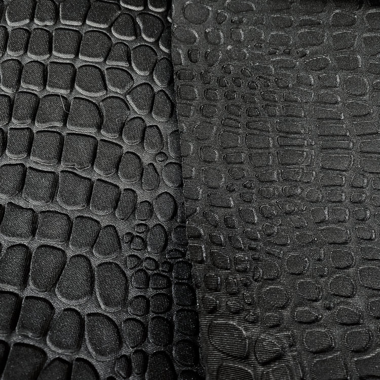 Embossed Crocodile Motif Double Knit - Black