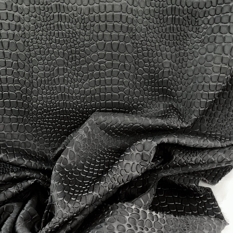 Embossed Crocodile Motif Double Knit - Black