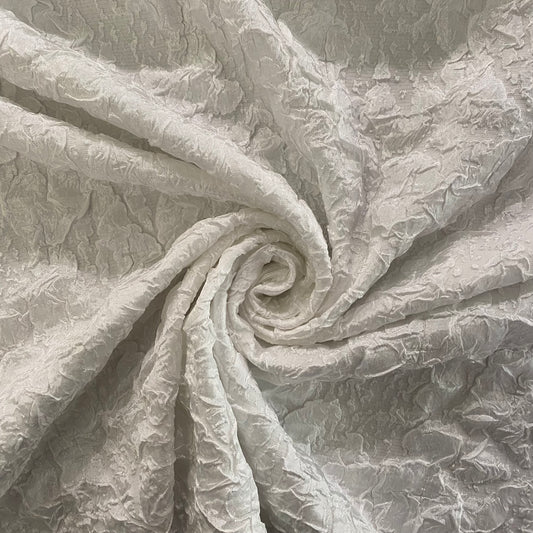 Crinkle Textured Cloqué - White