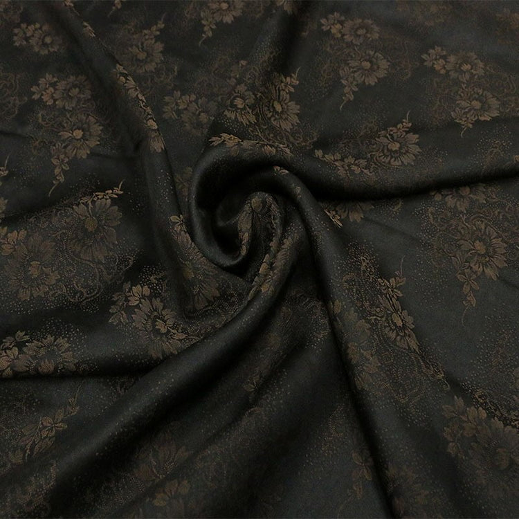 Floral & Stylised Vines Damask - Sienna/Black