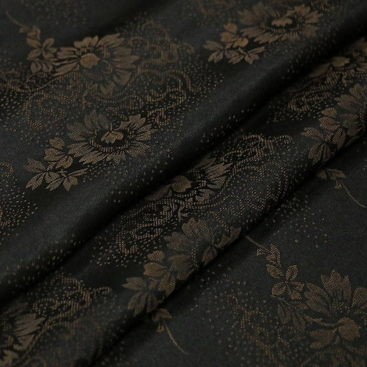 Floral & Stylised Vines Damask - Sienna/Black