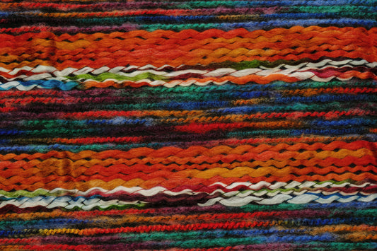 Jersey knit with Appliquéd Yarn Stripes - Orange