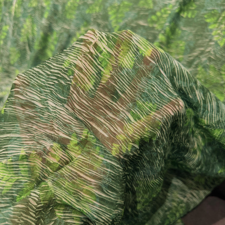 Fern & Palm Frond Plisse - Green