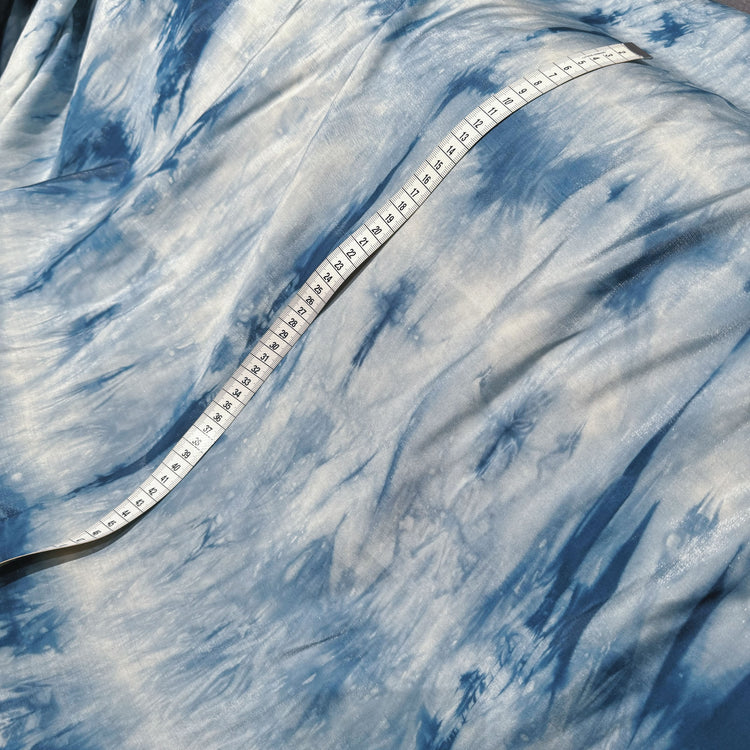 Ocean Shibori Dyed Satin - Steel Blue Tonal