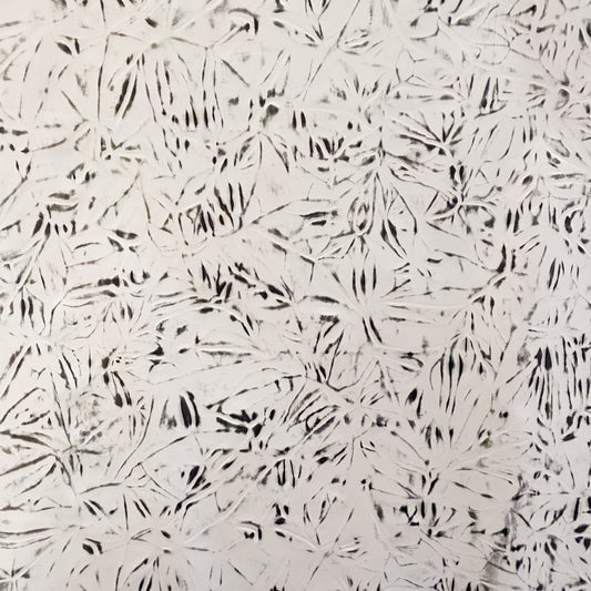 Floral Linograph Print Plain Weave - Black/White