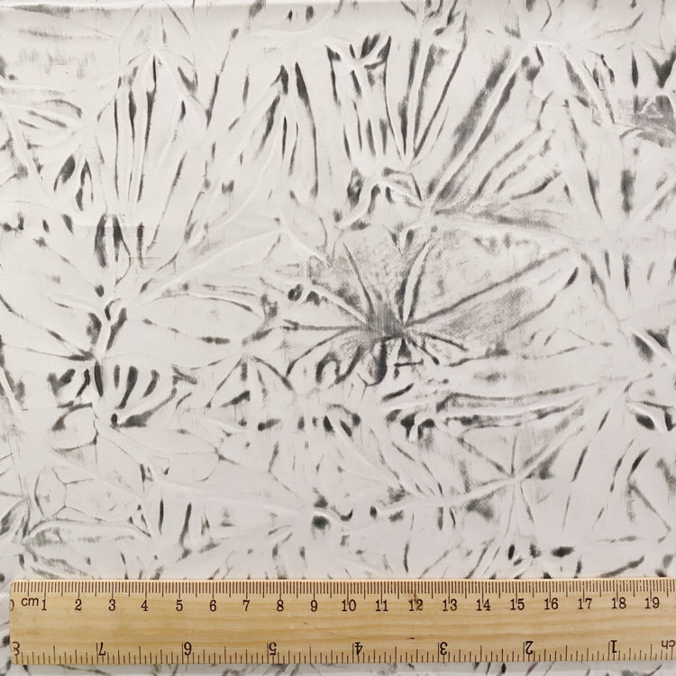 Floral Linograph Print Plain Weave - Black/White