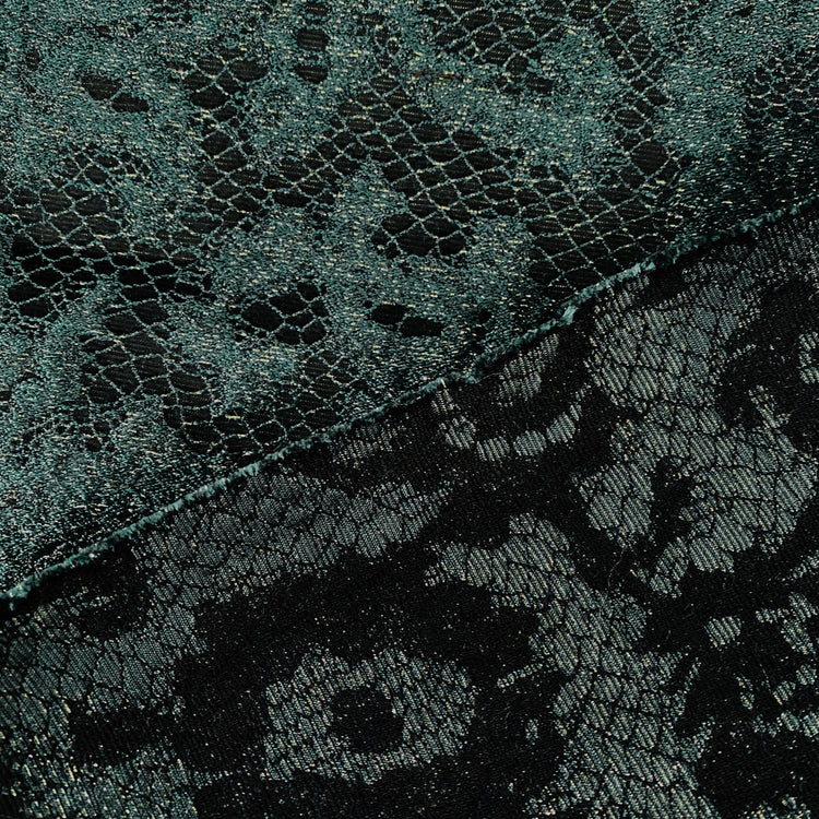 Floral Lace Motif Jacquard - Deep Sea Green/Black