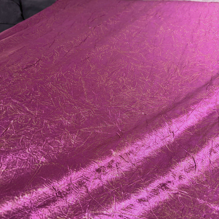 Foiled Crinkled Twill - Gold/Red Violet