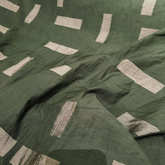 Square & Rectangle Insert Viscose/Nylon/Cotton Poplin - Dark Green/Sage