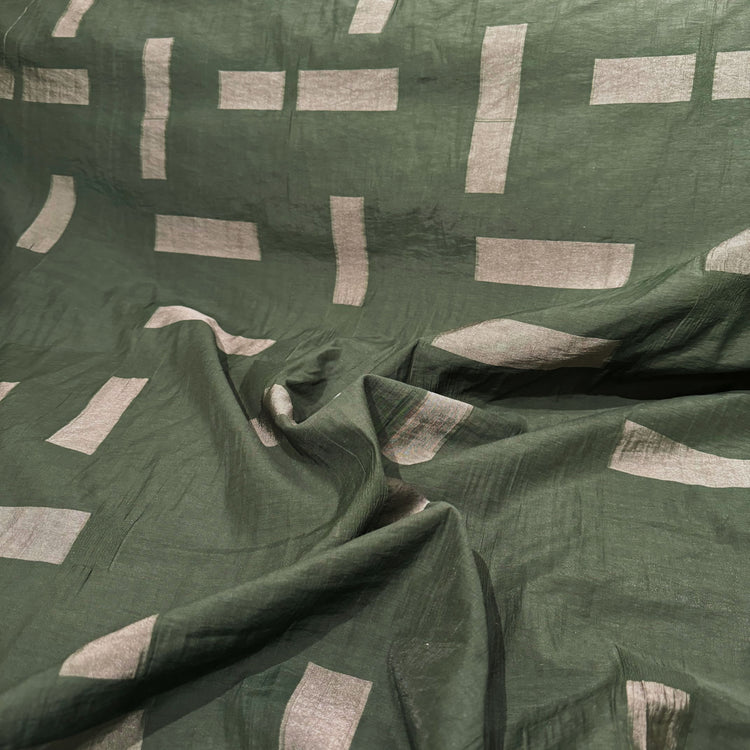 Square & Rectangle Insert Cotton Poplin - Dark Green/Sage