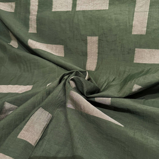 Square & Rectangle Insert Viscose/Nylon/Cotton Poplin - Dark Green/Sage