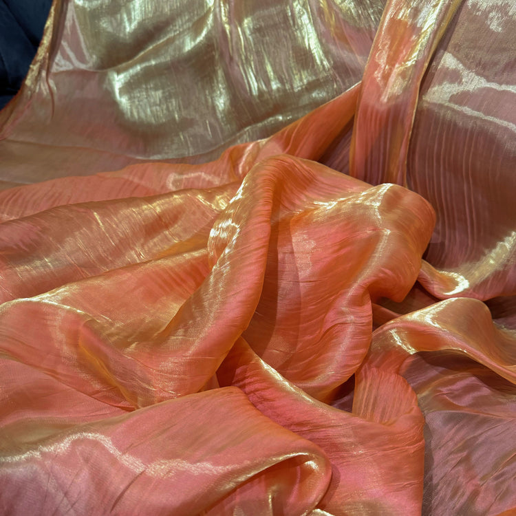 Creased Iridescent Satin - Orange/Coral