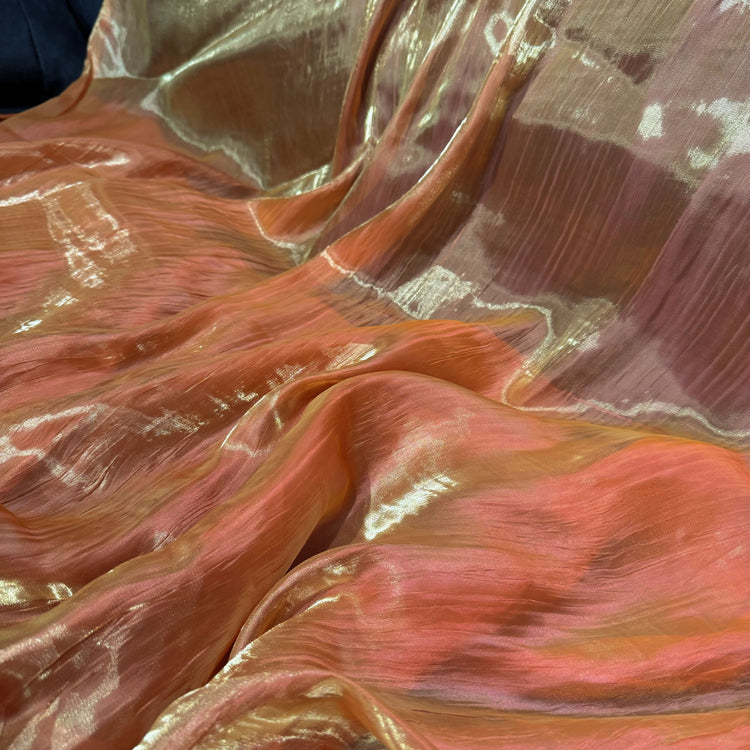 Creased Iridescent Satin - Orange/Coral