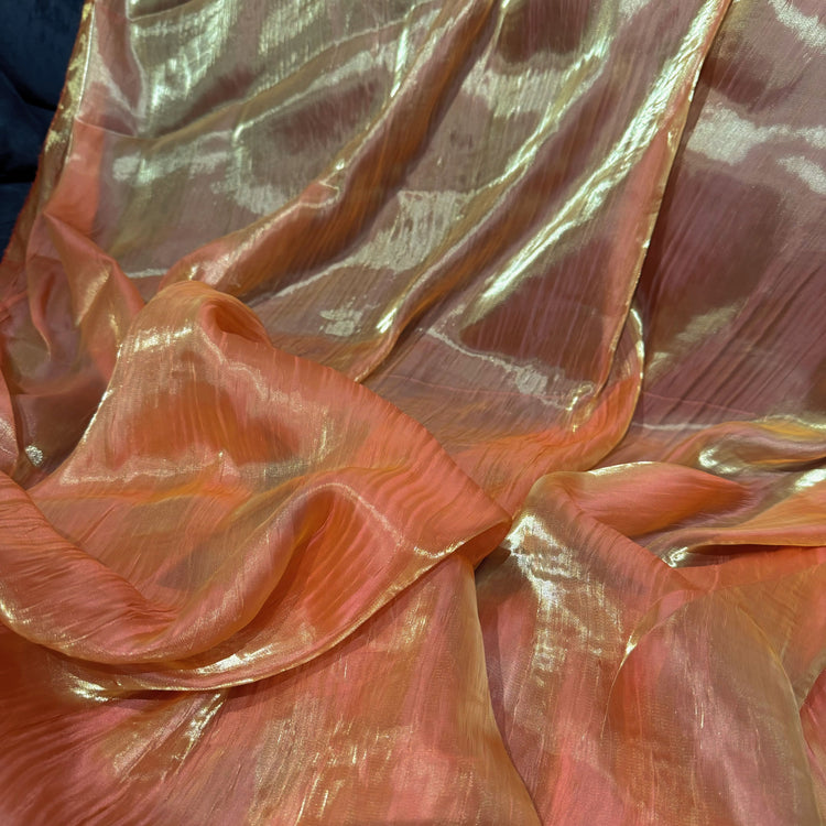 Creased Iridescent Satin - Orange/Coral