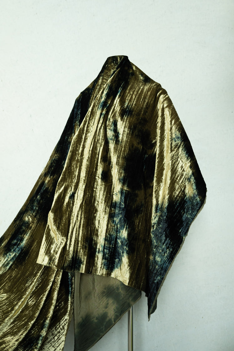 Tie-Dyed Crushed Velvet - Olive/Dark Green