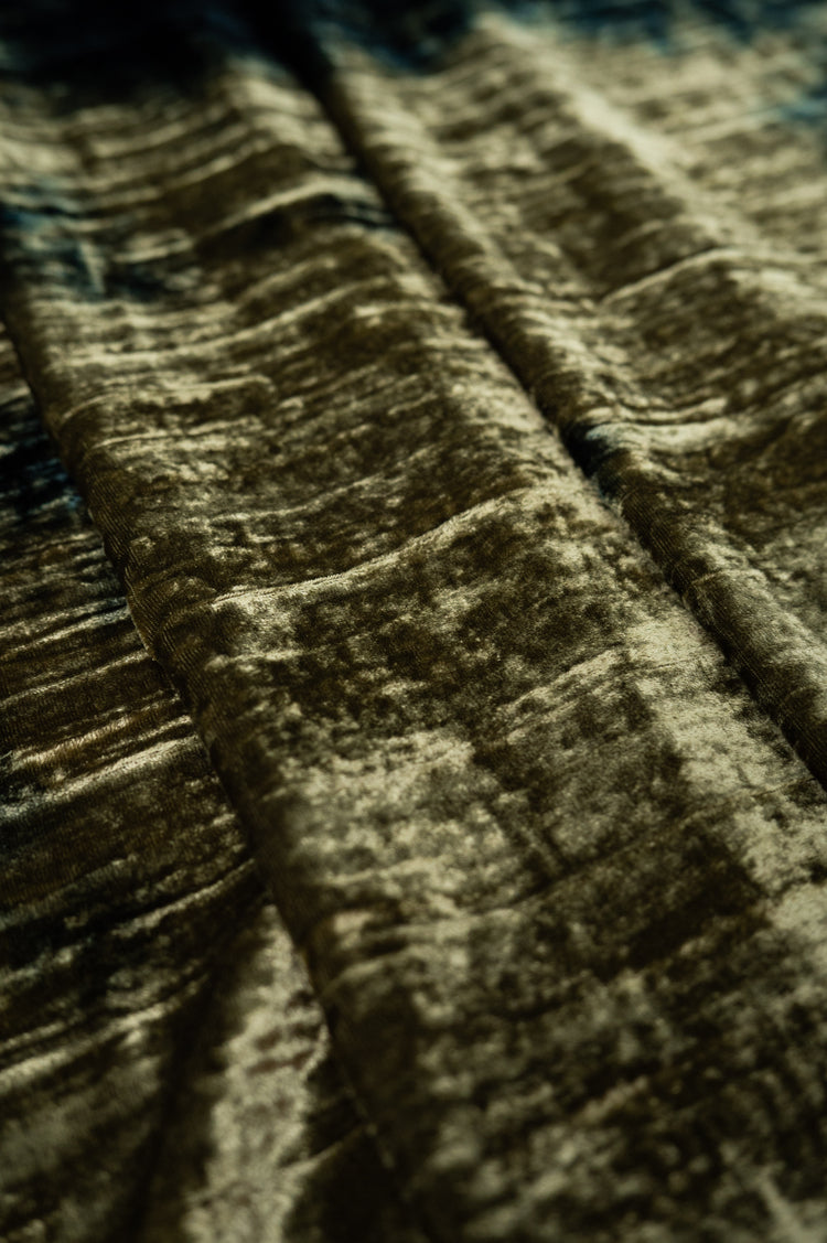 Tie-Dyed Crushed Velvet - Olive/Dark Green