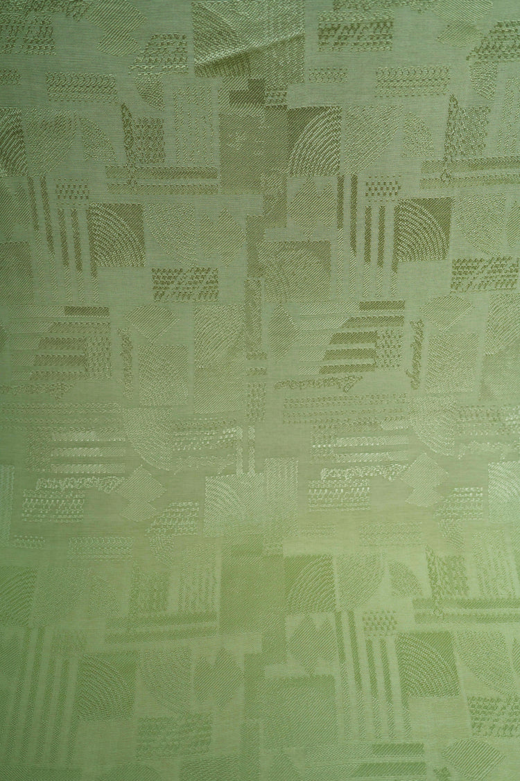 Abstract Geometric Art Deco Silk/Viscose Damask - Pale Olive