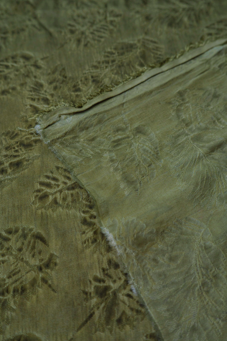 Palm Fronds Silk & Viscose Damask - Dark Khaki