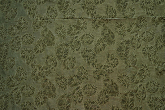 Palm Fronds Silk & Viscose Damask - Khaki