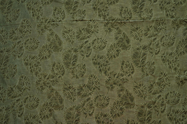 Palm Fronds Silk & Viscose Damask - Dark Khaki