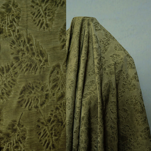 Palm Fronds Silk & Viscose Damask - Khaki