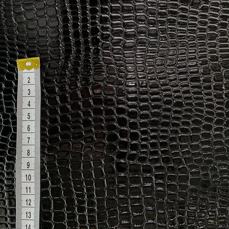 Patent Crocodile Faux Leather - Medium Pattern - Black