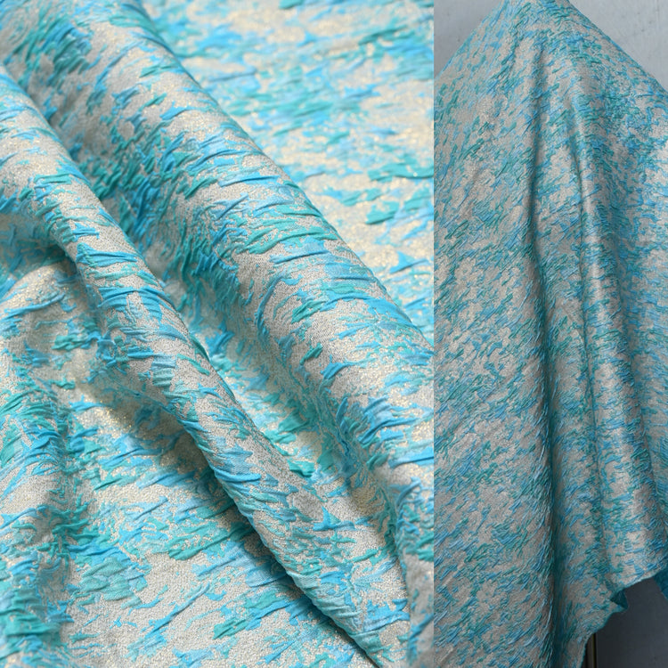 Abstract Crinkle Brocade - Aqua