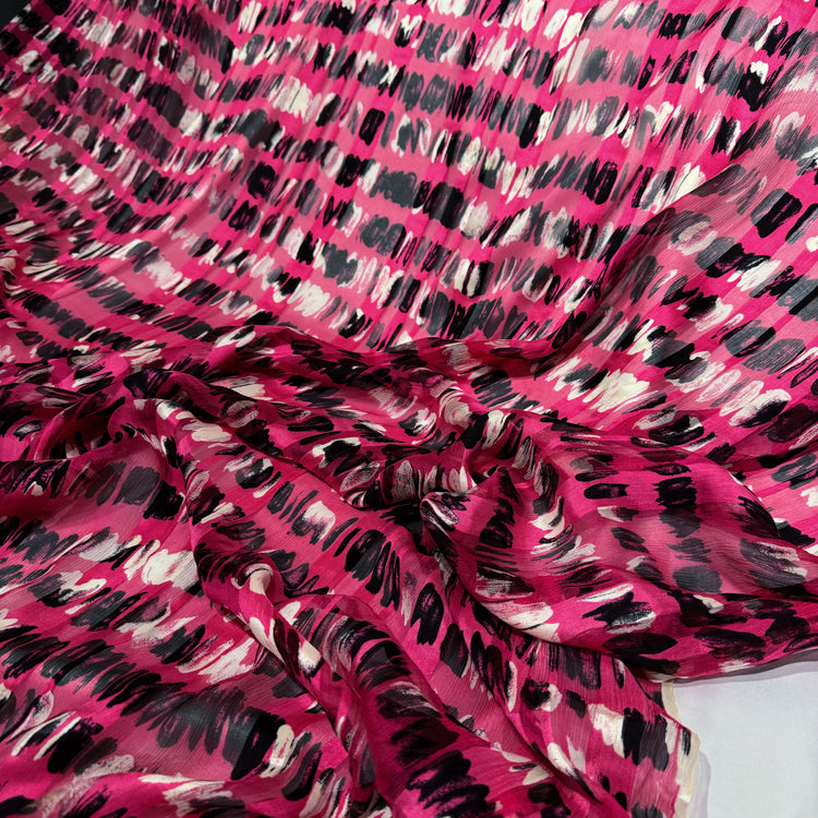 Graphic Mark Silk Crepon/Satin Stripe - Hot Pink/Black