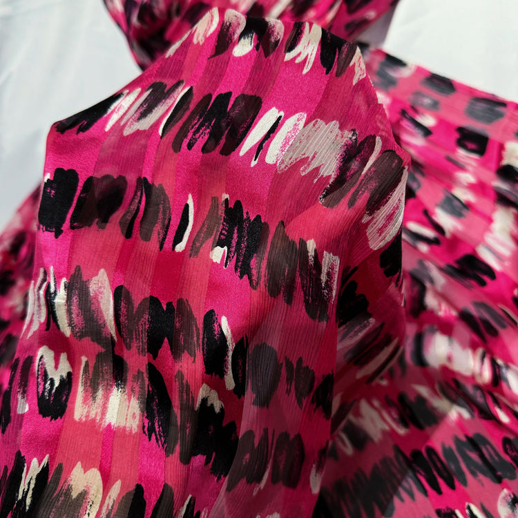 Graphic Mark Silk Crepon/Satin Stripe - Hot Pink/Black