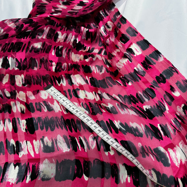 Graphic Mark Silk Crepon/Satin Stripe - Hot Pink/Black