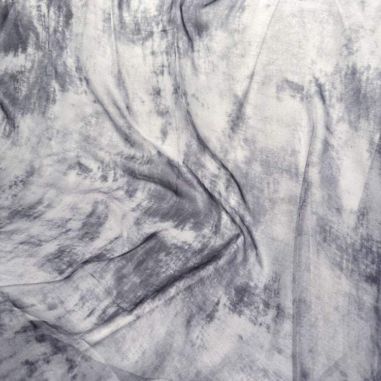 Concrete Pathway Shibori Dyed Silk Satin - Light Grey/Grey