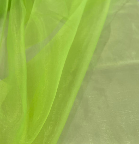 Liquid Shimmer Organza - Neon Lime