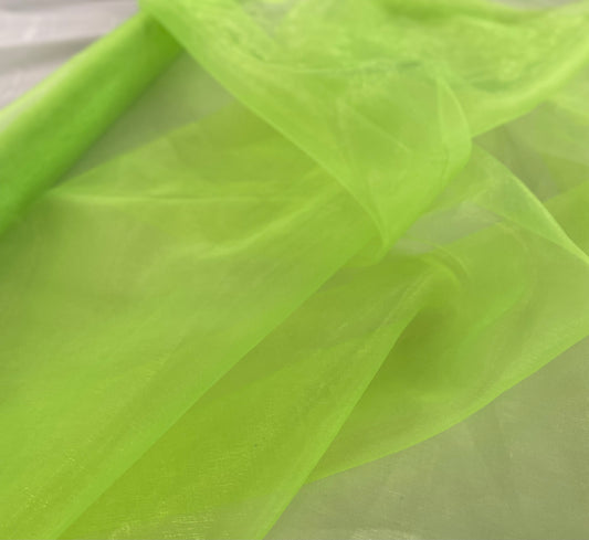 Liquid Shimmer Organza - Neon Lime