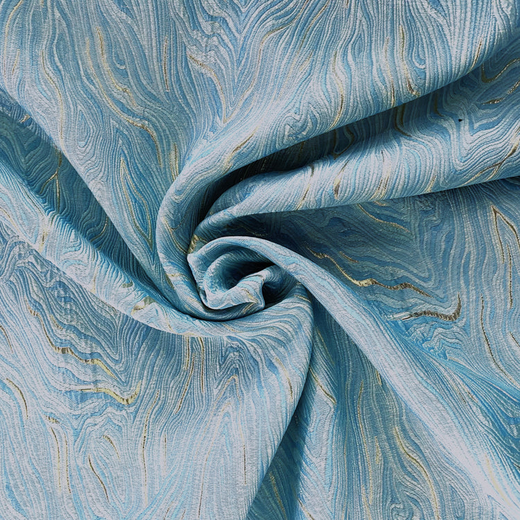 Contour Wave Brocade - Silver Metallic/Light Blue