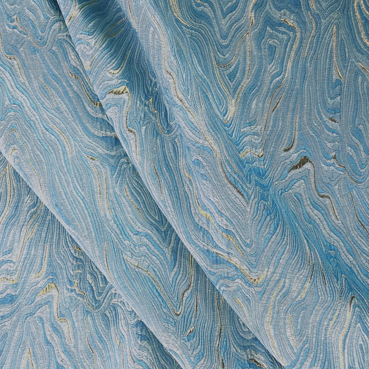 Contour Wave Brocade - Silver Metallic/Light Blue