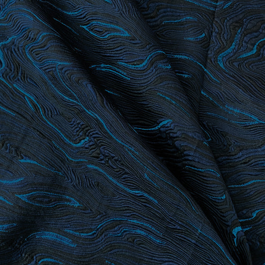 Contour Wave Brocade - Turquoise Metallic / Navy