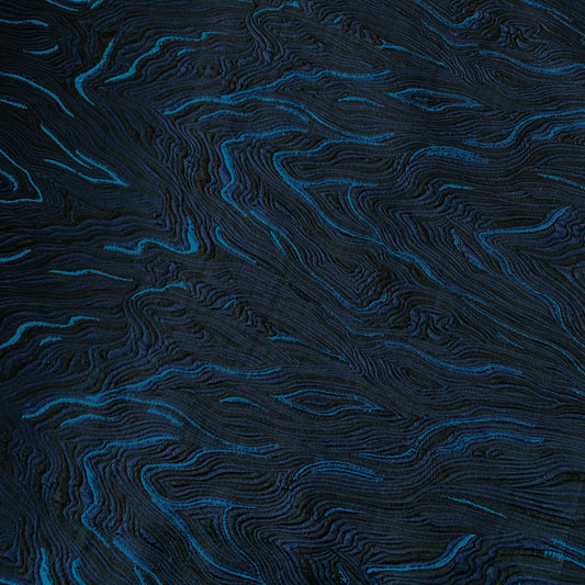 Contour Wave Brocade - Turquoise Metallic / Navy