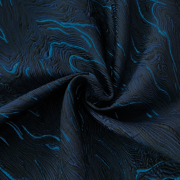 Contour Wave Brocade - Turquoise Metallic / Navy