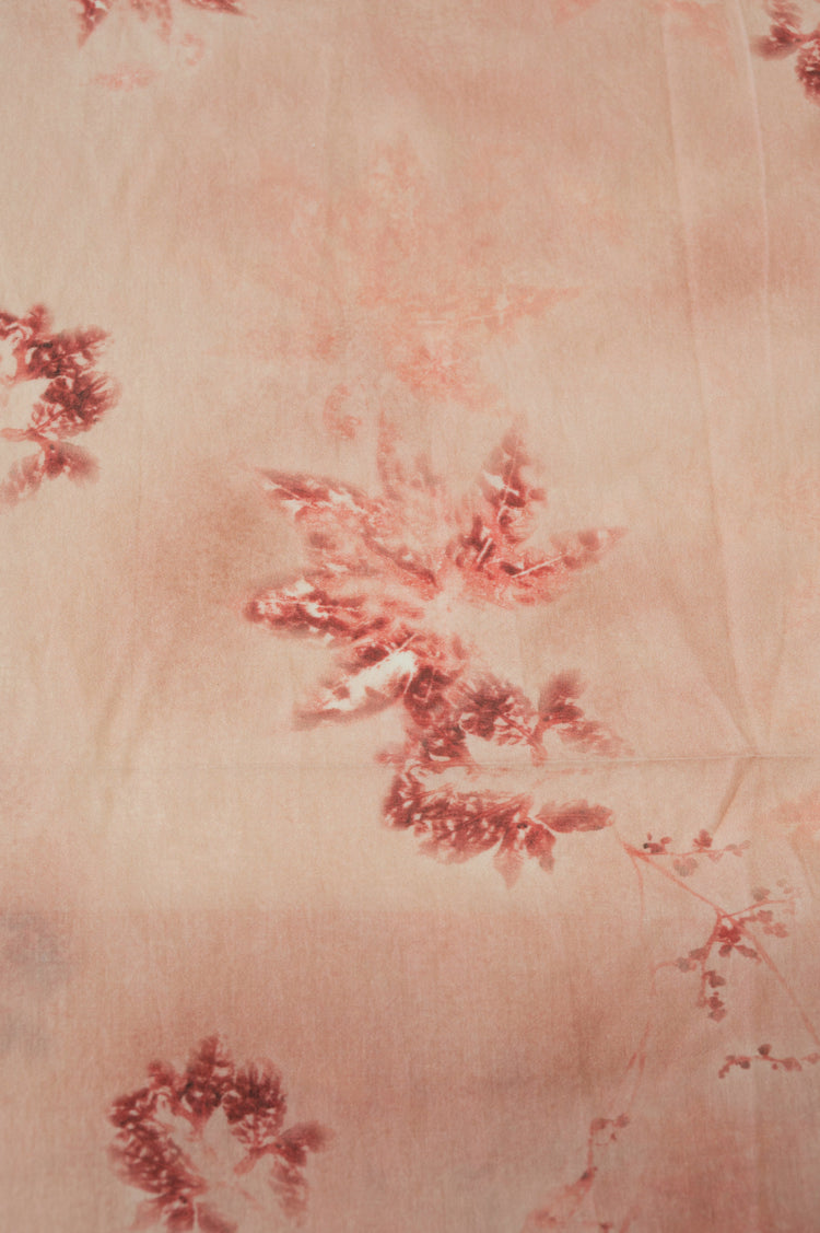 Leaf Print Plain Weave - Light Coral