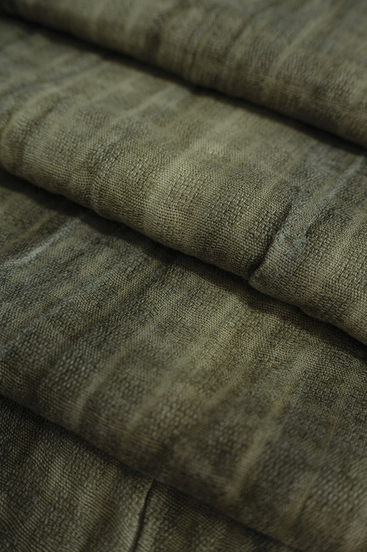 Irregular Basket Weave Linen Check - Two Tone - Khaki