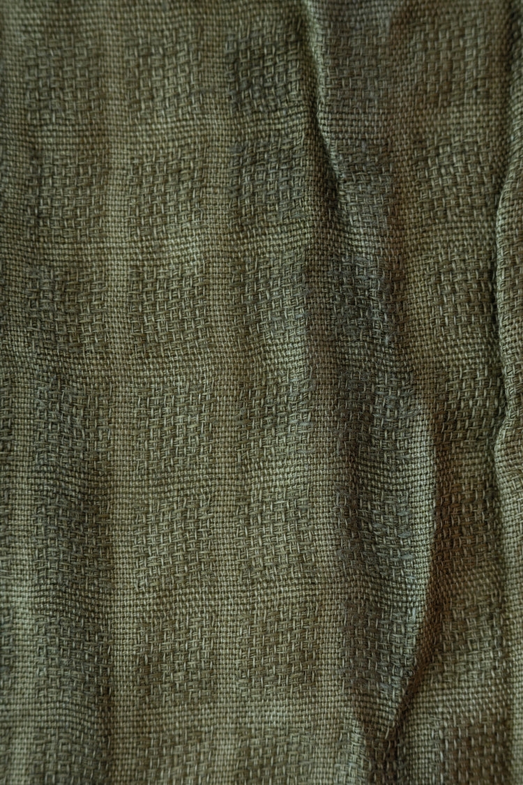 Irregular Basket Weave Linen Check - Two Tone - Khaki