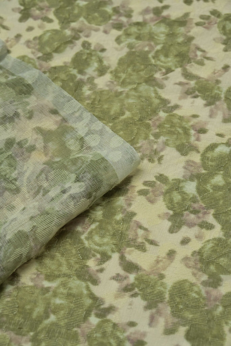 Simple Pansy Insert Camouflage Plain Weave - Olive/Linen