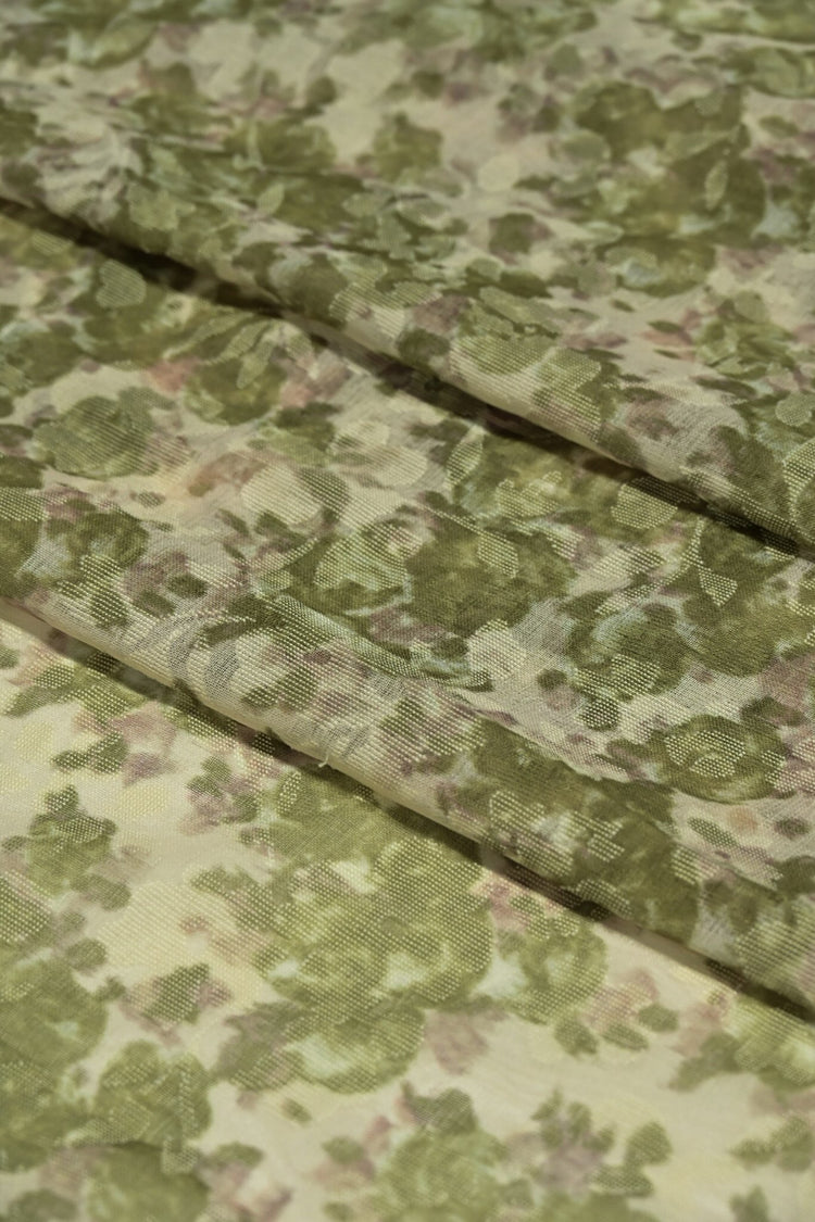 Simple Pansy Insert Camouflage Plain Weave - Olive/Linen