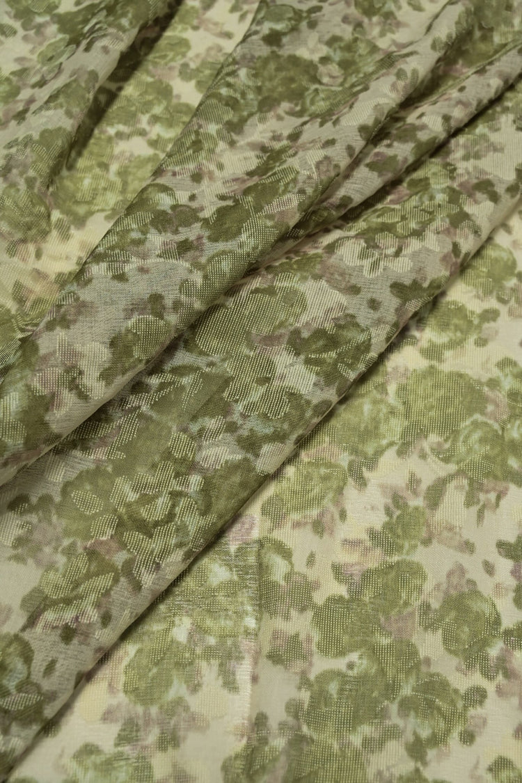 Simple Pansy Insert Camouflage Plain Weave - Olive/Linen