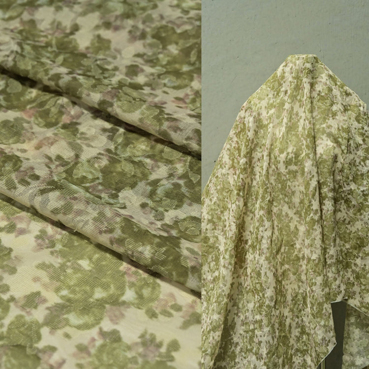 Simple Pansy Insert Camouflage Plain Weave - Olive/Linen