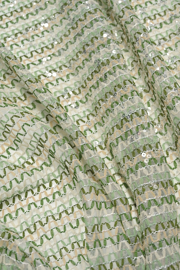 Appliqué Chevron Netting - Moccasin/Green