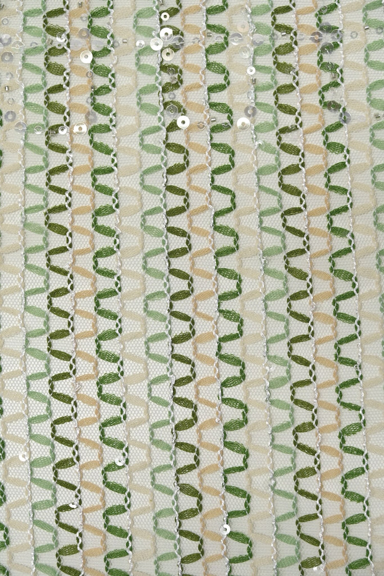 Appliqué Chevron Netting - Moccasin/Green